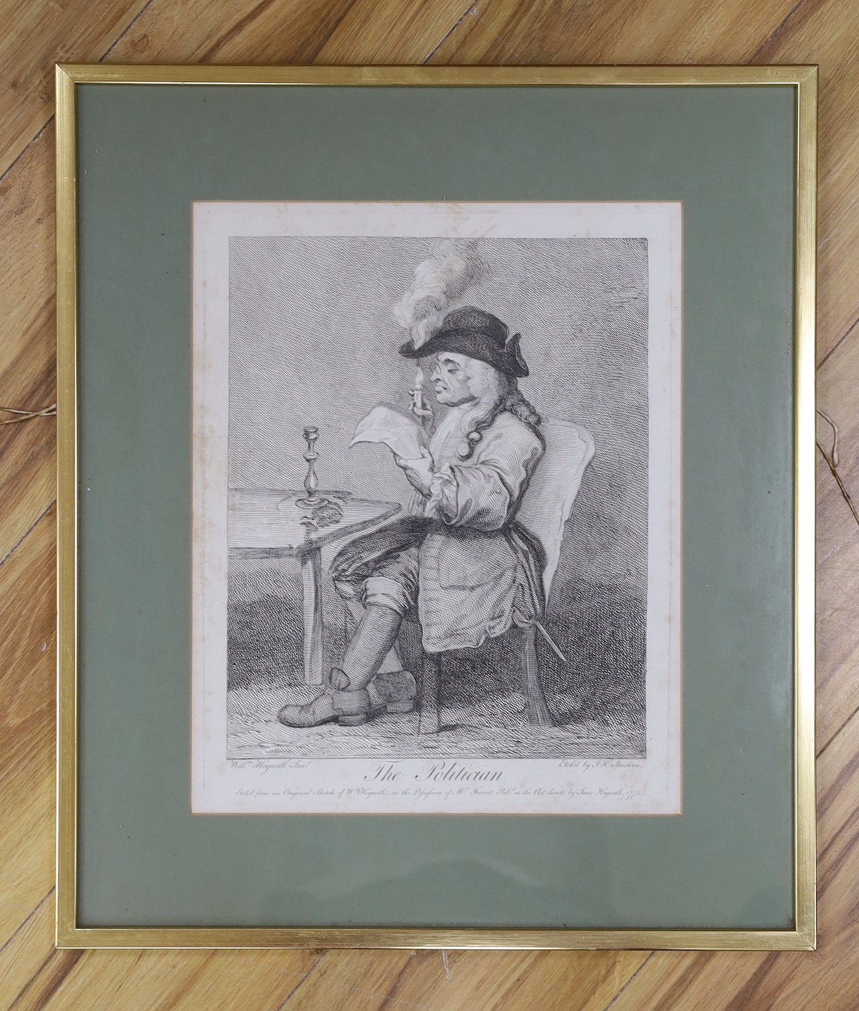 Sherwin after Hogarth, engraving, 'The Politician', overall 39 x 31cm